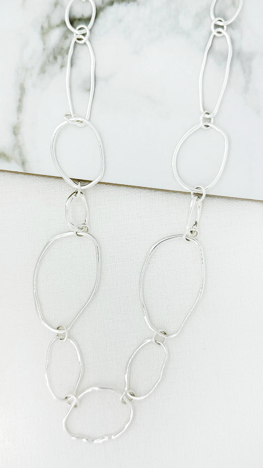 Envy Long Silver Loop Necklace