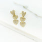 Envy Gold Diamante Triple Heart Earrings