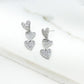 Envy Silver Diamante Triple Heart Earrings