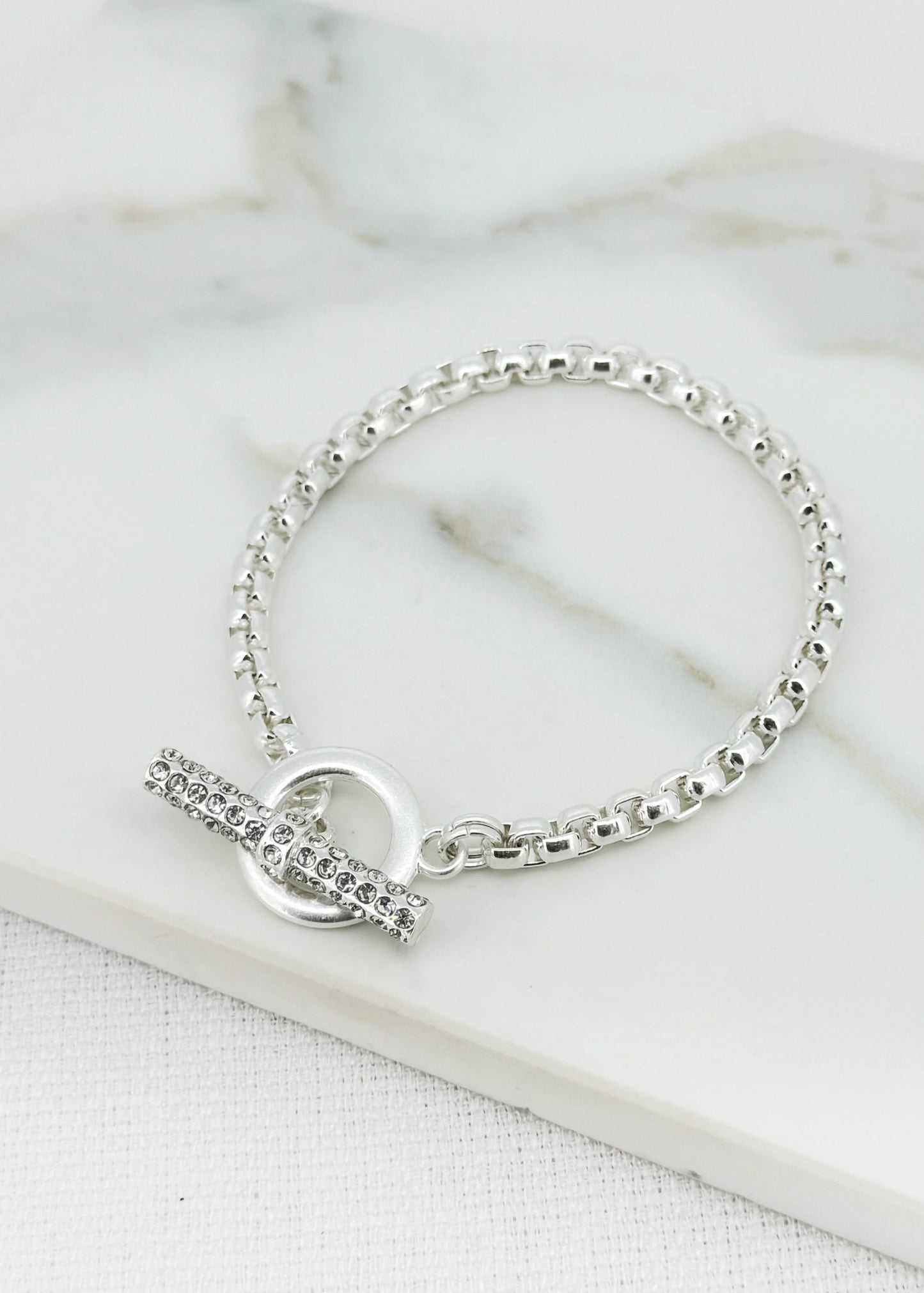 Envy Silver Bracelet with Diamante T-Bar