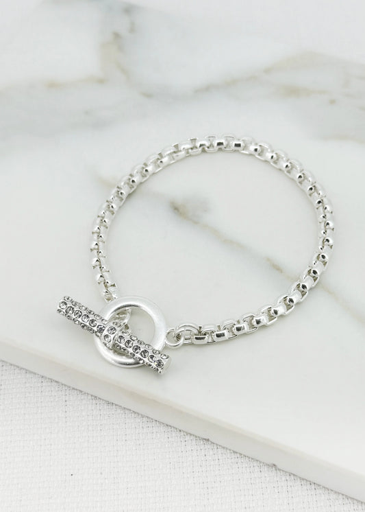 Envy Silver Bracelet with Diamante T-Bar