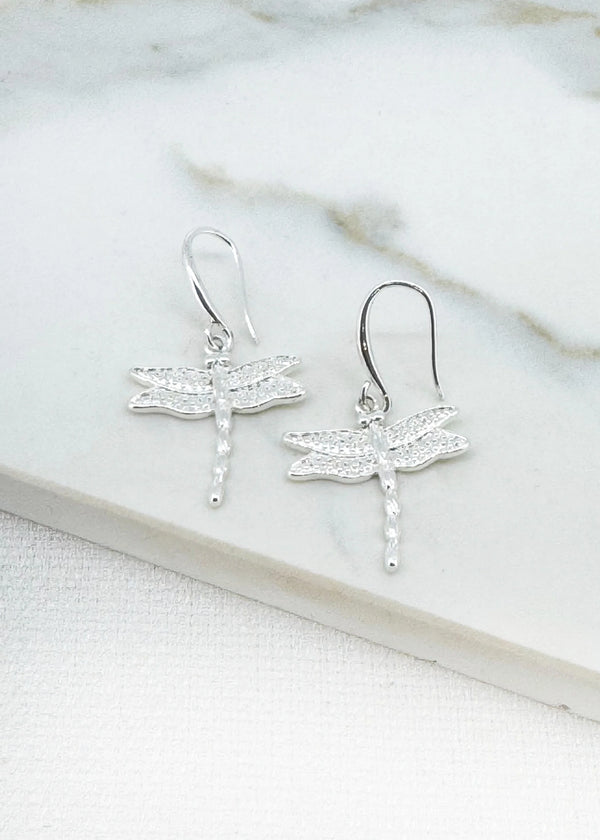 Envy Silver Dragonfly Earring