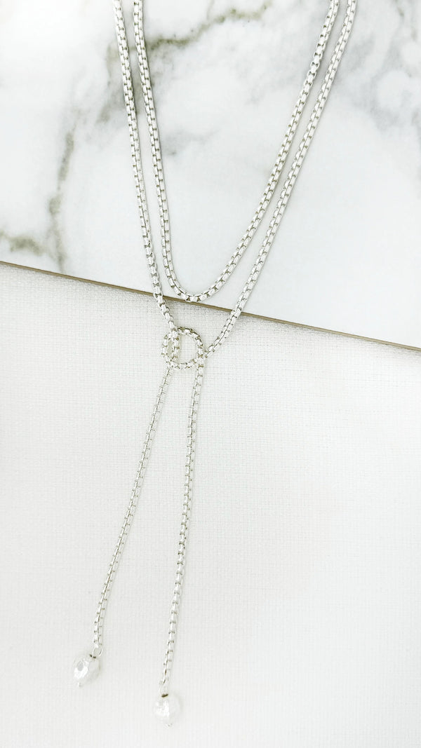 Envy Long Silver Wrap Around Necklace