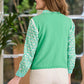 Mimi Cashmere Blend Contrast Trim Tank Top | Spring Green & Ivory