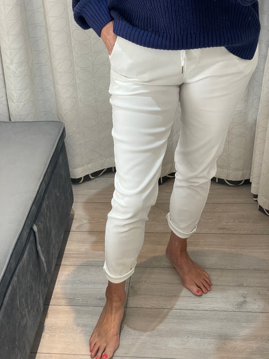 Super stretch white trousers