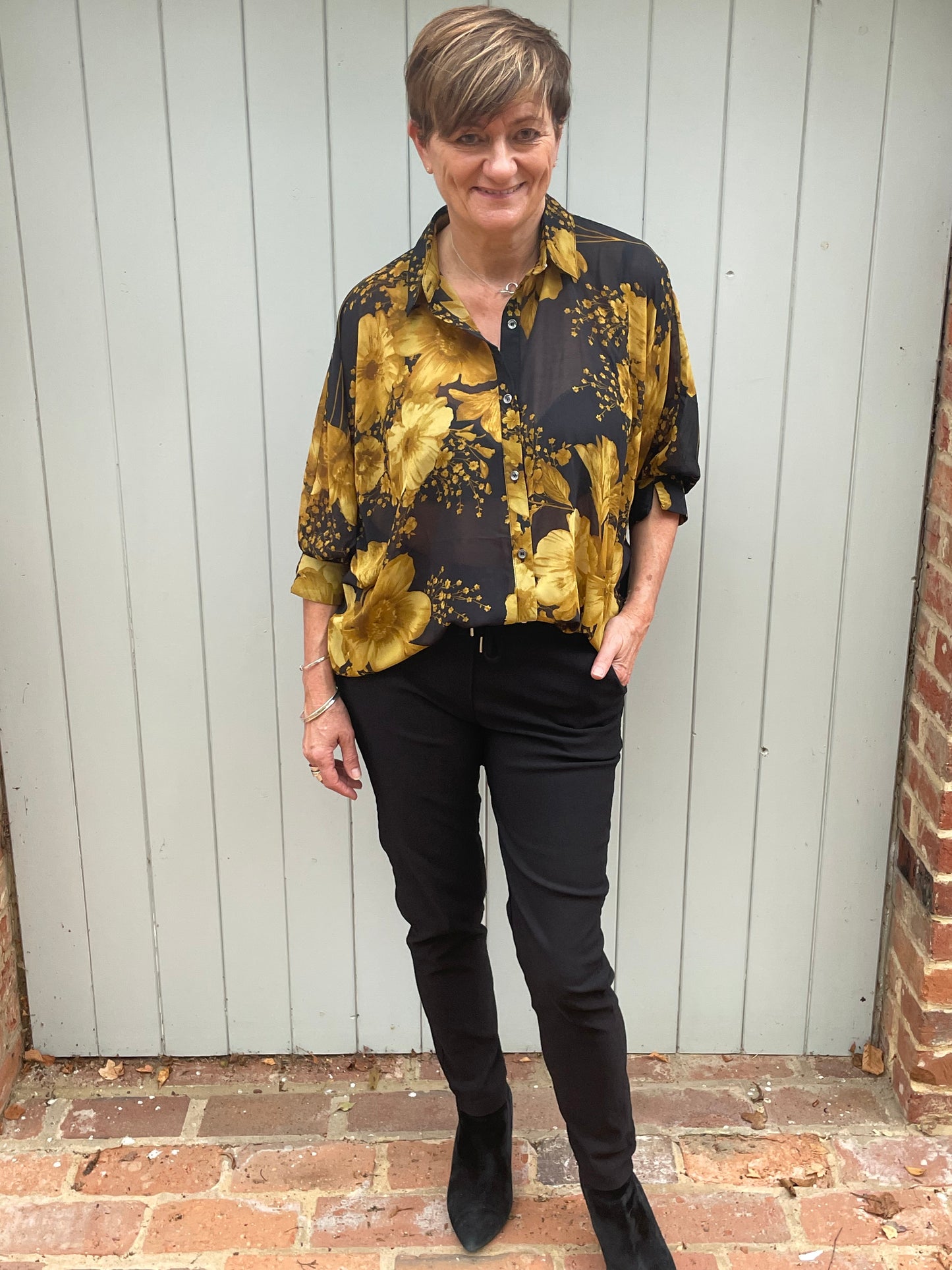 Floral High Low Blouse | Mustard