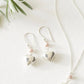 Silver heart drop earrings with pink glass bead