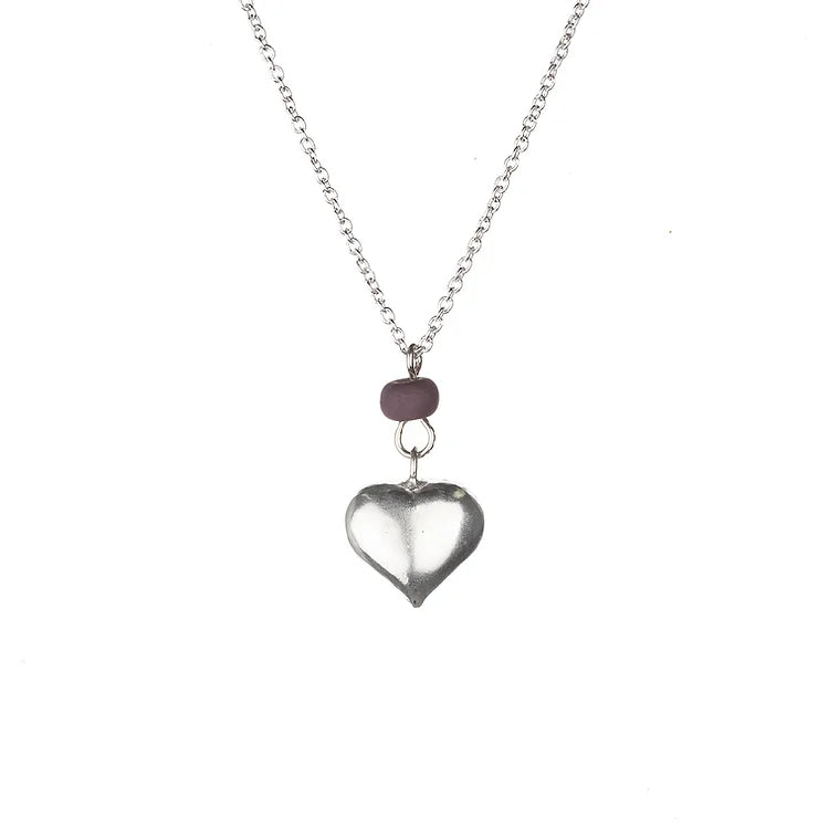 Silver Heart Pendant | Purple