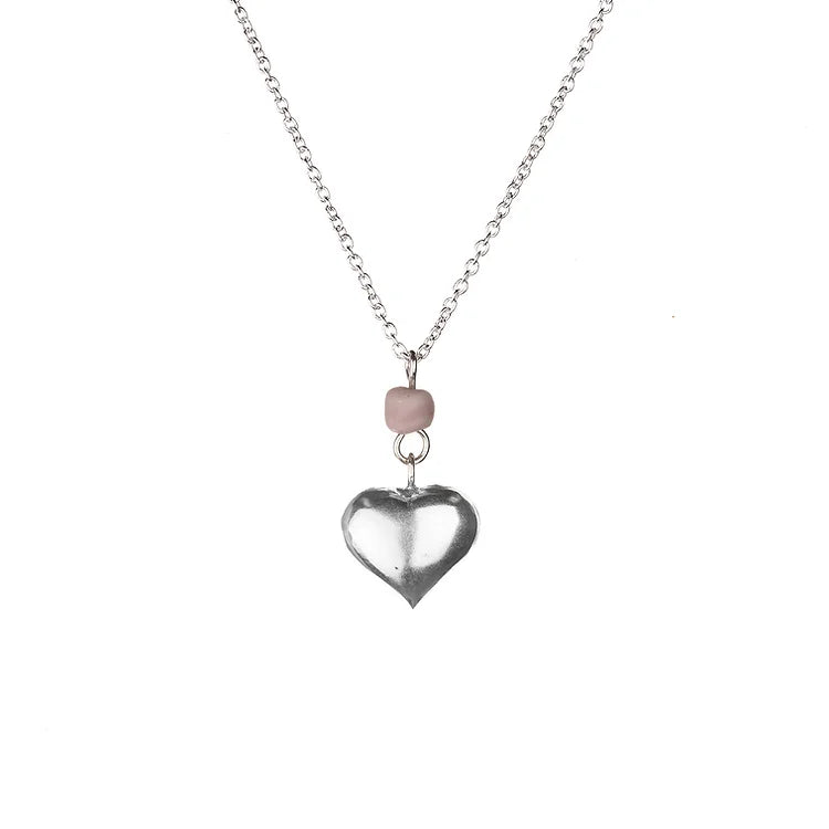 Silver Heart Pendant | Pink