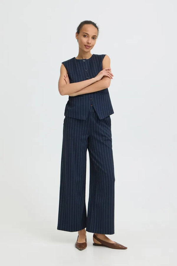B Young Rowan Wide Pants Stripe | Dark Sapphire
