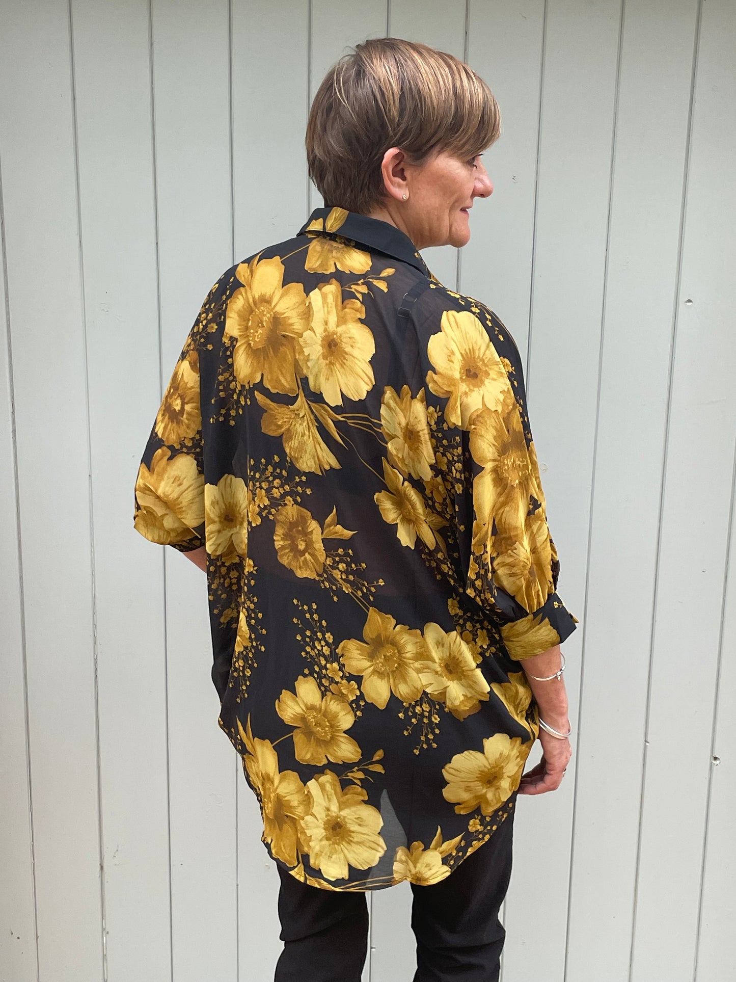 Floral High Low Blouse | Mustard