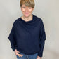Navy Asymmetric Draped Soft Knitted Jumper 