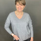 V-neck soft knit jumper in light grey