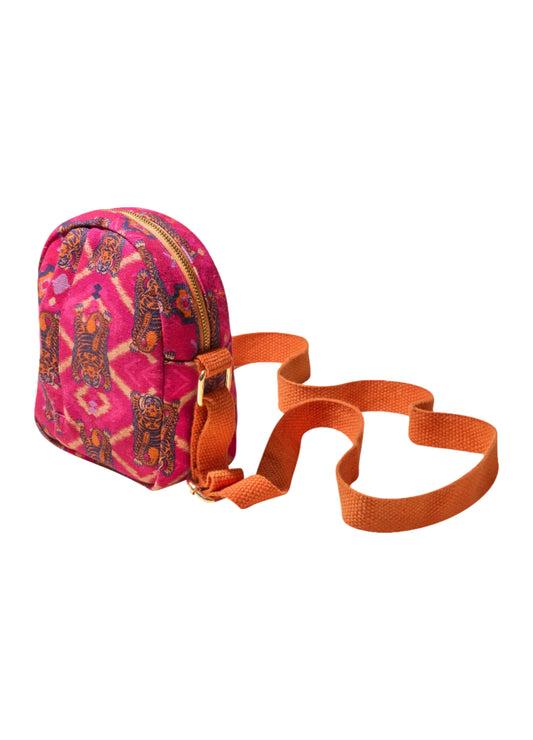 Powder Cotton Canvas Cross Body Bag | Ikat Tiger Fuchsia
