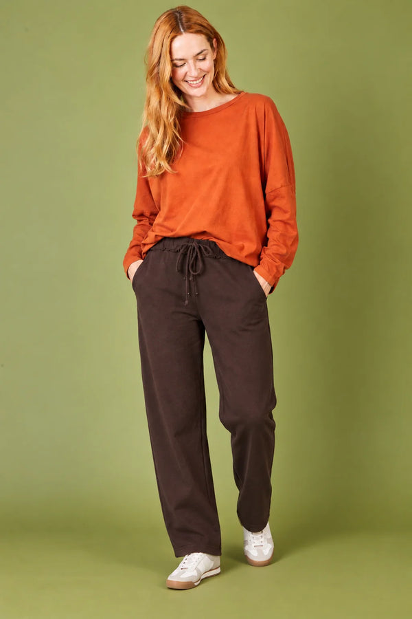 Suzy D Windy Wide Leg Joggers | Chocolate