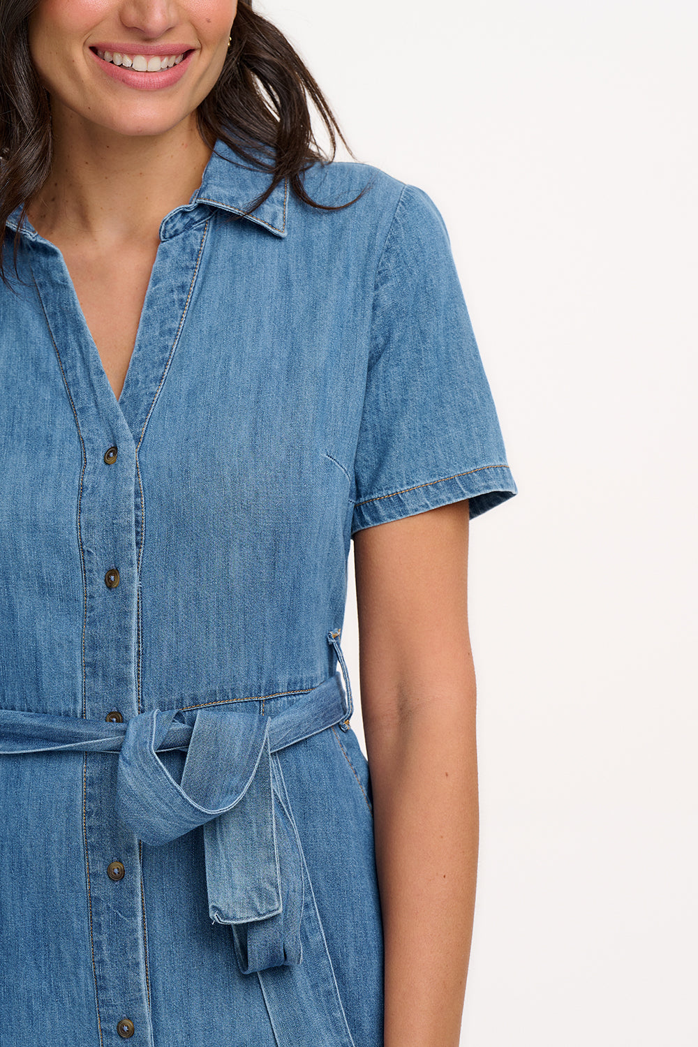 Cloretta Midi Shirt Dress | Mid Blue Denim