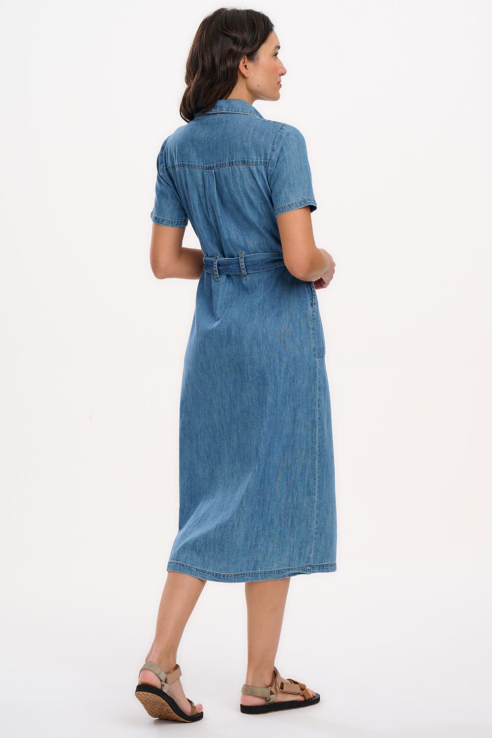 Cloretta Midi Shirt Dress | Mid Blue Denim