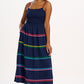 Penrose Shirred Sundress | Navy Rainbow Ric Rac