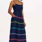 Penrose Shirred Sundress | Navy Rainbow Ric Rac