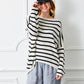 Fayola Stripe Slash Neck Oversize Knit | Cream & Black