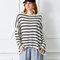 Fayola Stripe Slash Neck Oversize Knit | Cream & Black