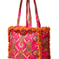Fringed Box Tote Bag | Ikat Tiger Fuchsia