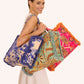 Fringed Box Tote Bag | Ikat Tiger Fuchsia