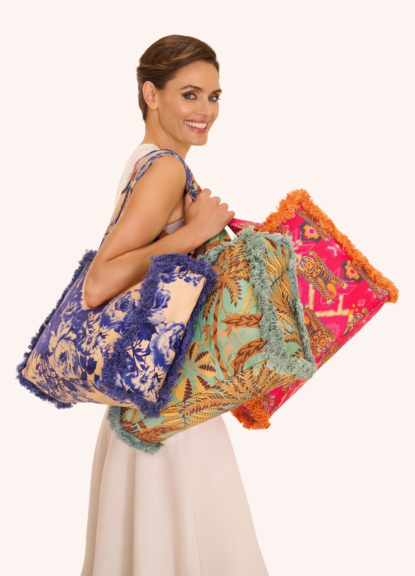 Fringed Box Tote Bag | China Blue Blooms