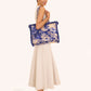 Fringed Box Tote Bag | China Blue Blooms