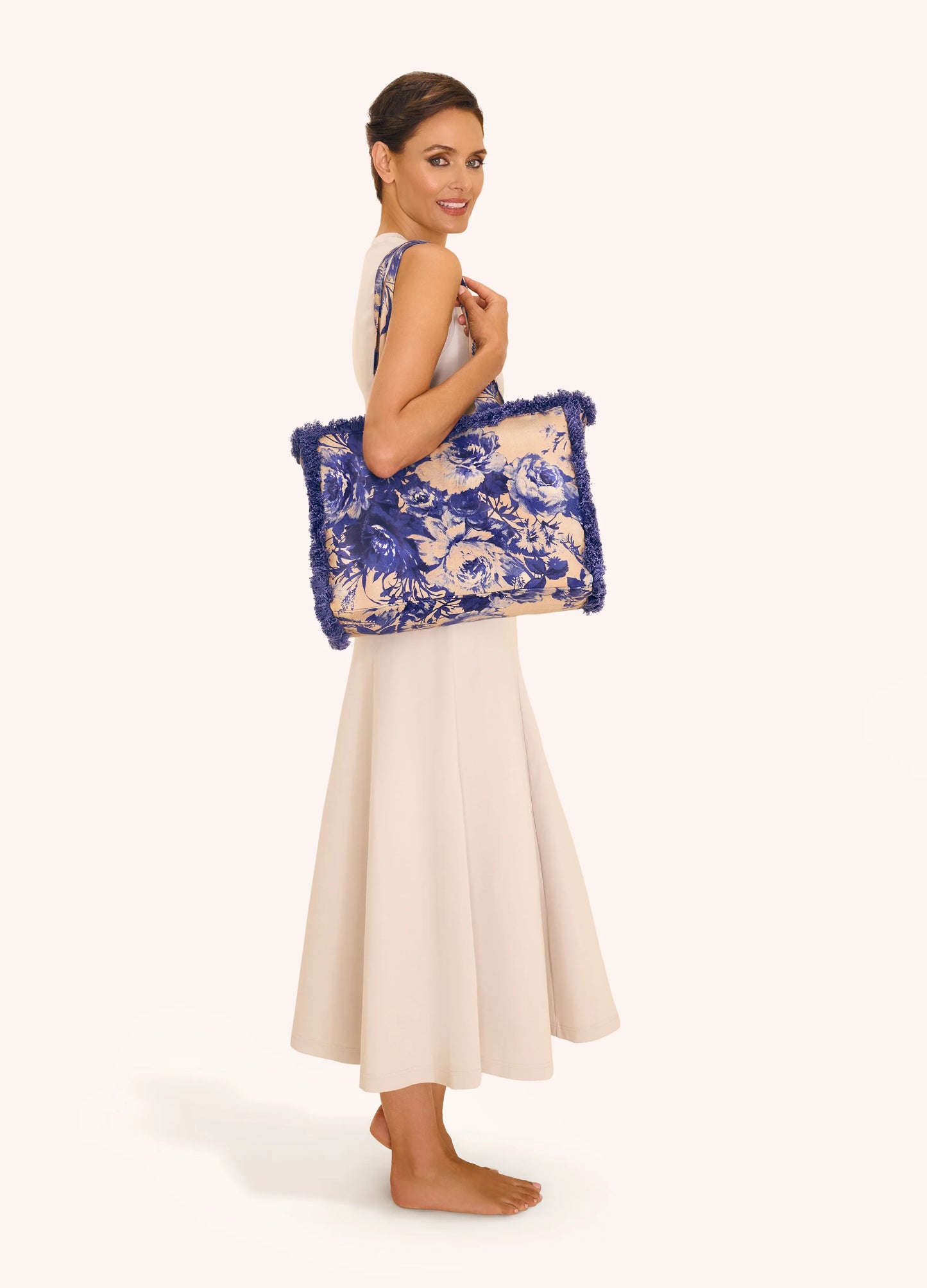 Fringed Box Tote Bag | China Blue Blooms