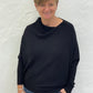 Black Asymmetric Draped Soft Knit Jumper 