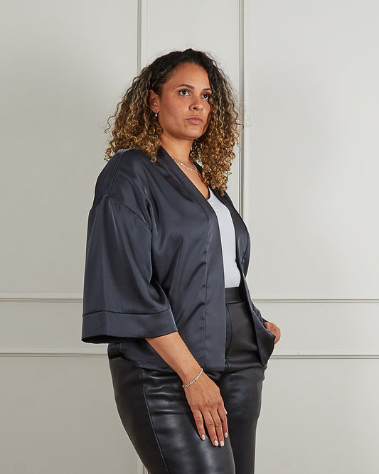 Chalk Faith Kimono | Gun Metal