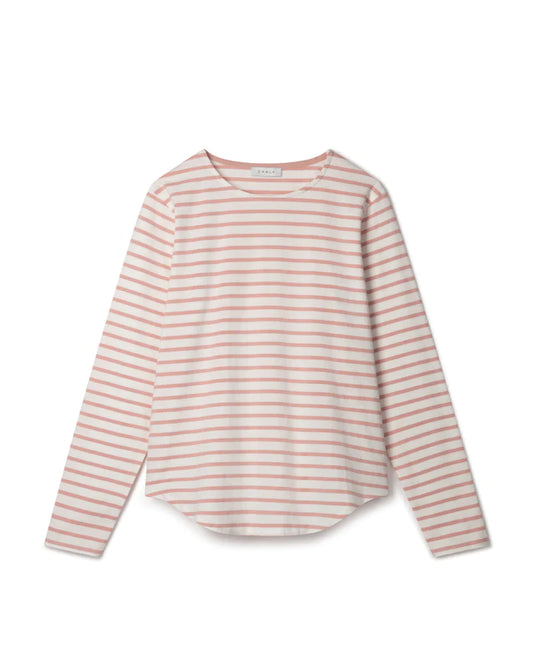 Chalk Fleur Long Sleeve T-Shirt in Dusky Pink and White