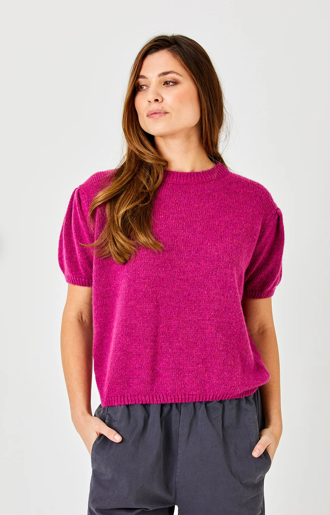 Liliana Puff Sleeve Knit | Damson