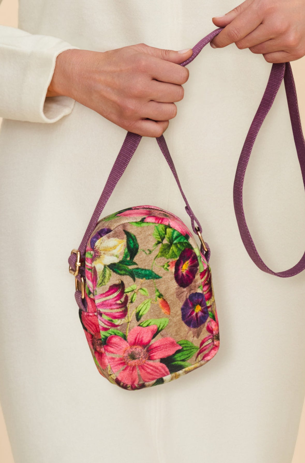 Velvet Crossbody Bag Oversized Botanicals