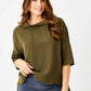 Audrey Cowl Neck Top | Olive