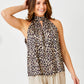 Goldina Leopard Print Satin Halter Neck Top