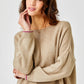 Lauretta Fluffy Oversize Contrast Trim Knit | Beige