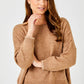 Lauretta Fluffy Oversize Contrast Trim Knit | Camel