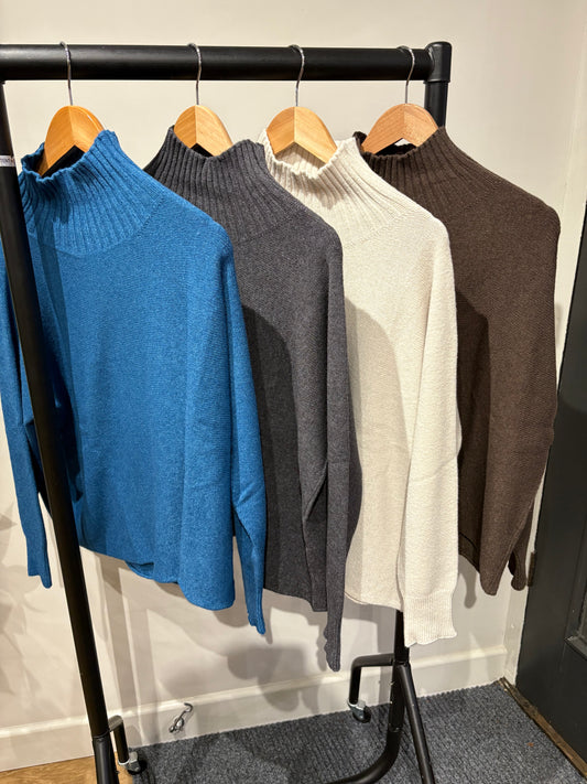 Turtle-Neck Boxy Long Sleeve Jumper