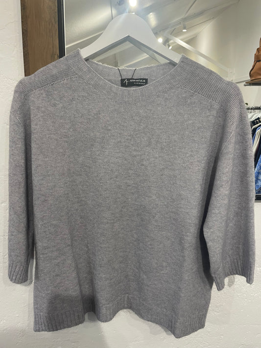 3/4 Sleeve Round Neck Soft Knit Jumper | Grey
