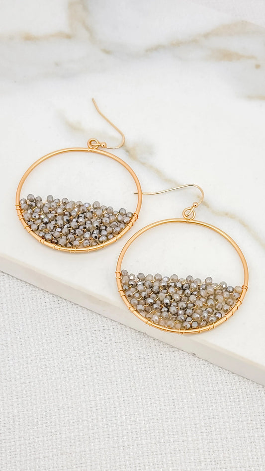 Envy Gold and Grey Faceted Crystal Hoop Earring