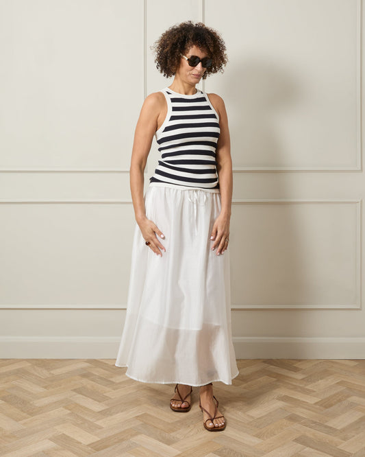 Chalk Indy Stripe Vest | Cream & Navy