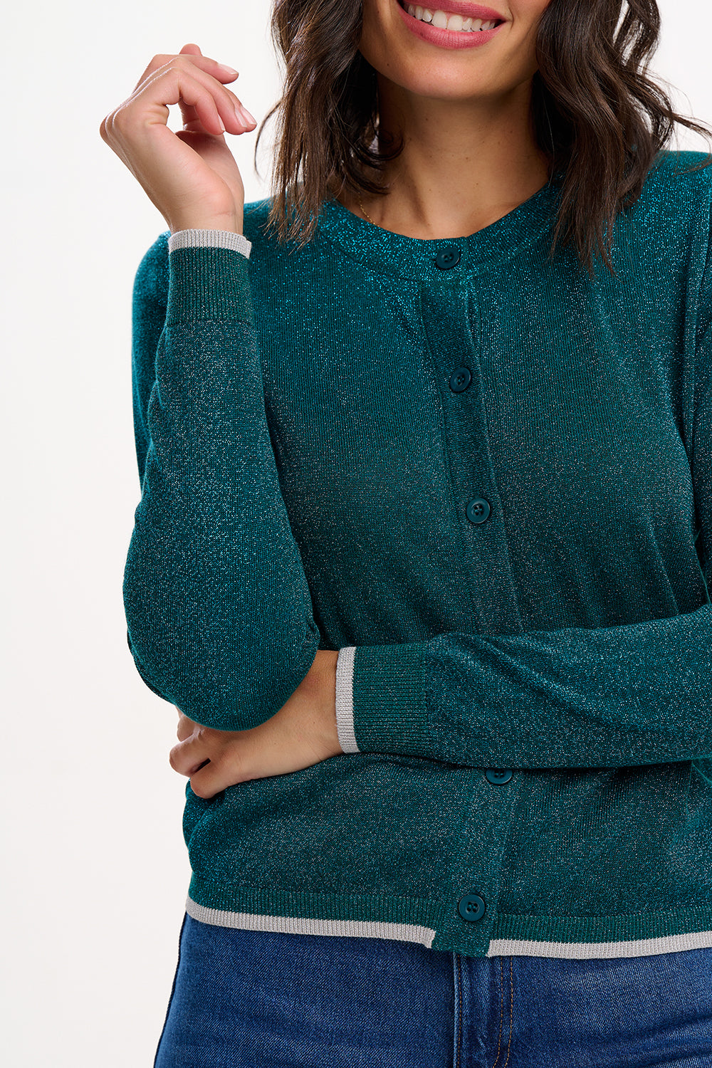 Ophilia Cardigan | Teal Sparkle