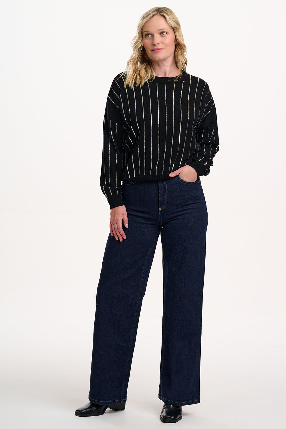 Anjali Sequin Jumper | Silver Stripes