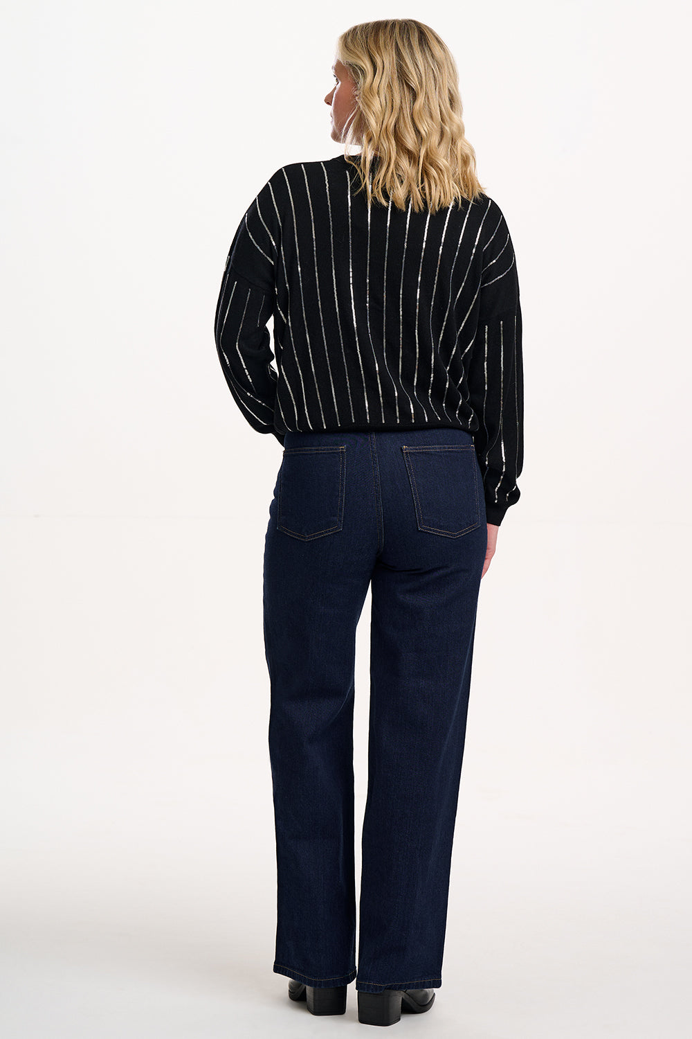 Anjali Sequin Jumper | Silver Stripes