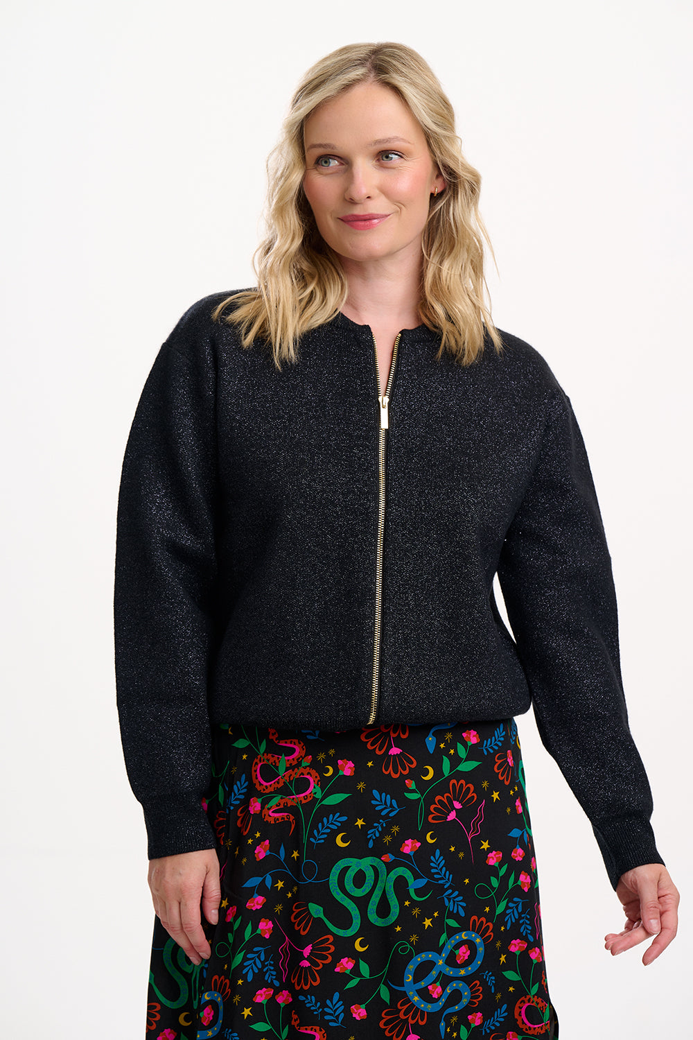 Solana Bomber Jacket | Black Sparkle