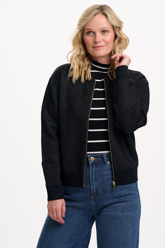 Sugarhill Brighton Solana Bomber Jacket | Black Sparkle