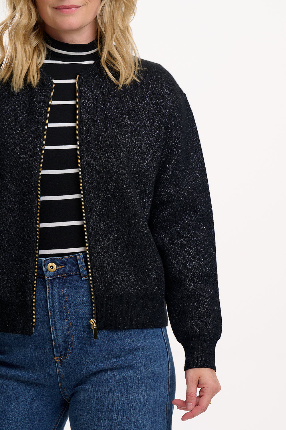 Solana Bomber Jacket | Black Sparkle