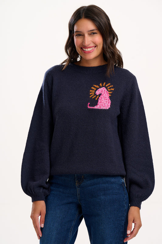 Sugarhill Essie Jumper | Navy Leopard Rays
